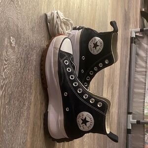 Converse Black High Top Platform Sneakers with White Trim